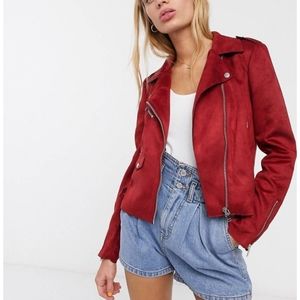 Vegan Suede Biker Jacket
